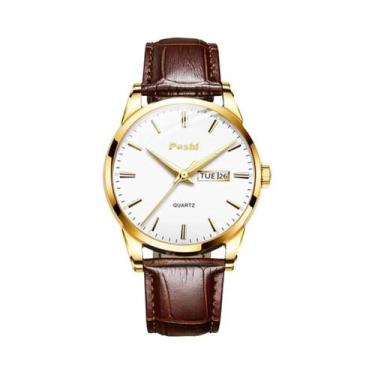 Imagem de Relógio De Pulso Masculino De Luxo Com Pulseira De Couro, À Prova d'Ág