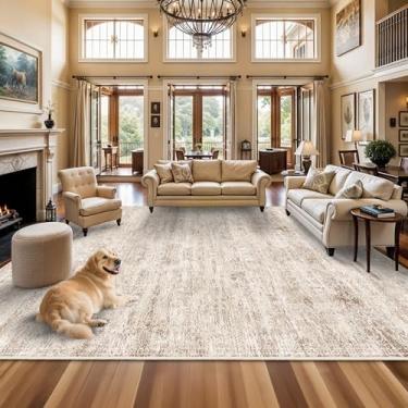 Imagem de TOPRUUG Tapete lavável 30,5 x 45,7 cm – Tapetes extragrandes para sala de estar, tapete macio de pelo baixo para quarto, antiderrapante, resistente a manchas, vintage (bege marrom, 30,5 x 45,7 cm)