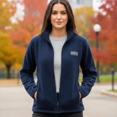 Imagem de Jaqueta Feminina em Poliéster Azul com Zíper e Bolsos Laterais- Enfim-Feminino