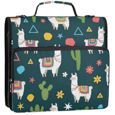 Imagem de Lindo organizador de fichário branco com zíper, 3 anéis, 3 anéis, bolsa para fichários escolares com alça de ombro, pasta de armazenamento com alça, 34,5 x 31,5 x 9 cm