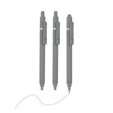 Imagem de PATIKIL Pacote com 3 canetas retráteis de 0,5 mm, canetas esferográficas retráteis, ponta fina, para escritório, casa, material diário, caderno, cinza