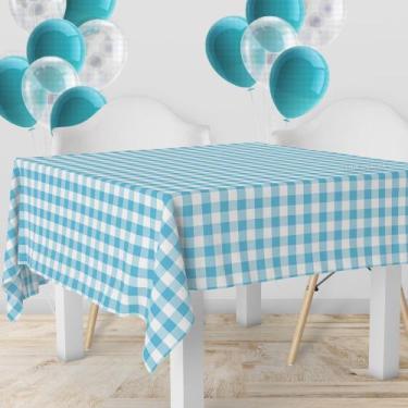 Imagem de 4 Toalha Mesa TNT Xadrez Festa Junina Italiana Az 140X140 - Idealiza