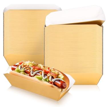 Imagem de Yeaqee 100 bandejas de papel de 18 cm para cachorro-quente de Halloween descartáveis para comida de papel para barcos de nacho, pratos de comida, bandejas de servir descartáveis para carnaval, festas