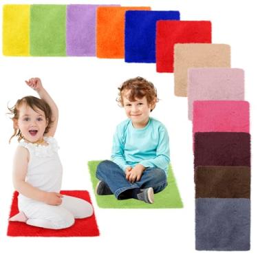 Imagem de Reyox 12 peças de tapetes quadrados para sala de aula, almofadas antiderrapantes macias para atividades em grupo, áreas marcadoras, várias