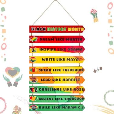 Imagem de Mês da história negra, decorações de madeira, placa de madeira afro-americana, placa de porta de madeira da história negra, festival da herança afro-americana, decorações de madeira penduradas para