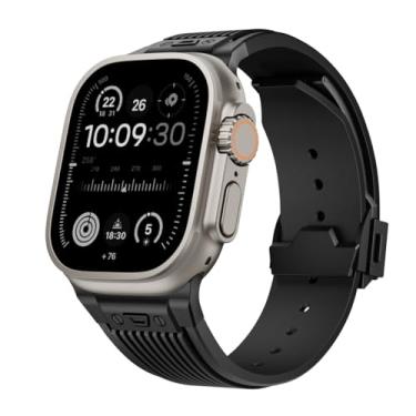 Imagem de JDIME Pulseira de borracha para Apple Watch Ultra 2 49 mm, 46 mm, 45 mm, 44 mm, série 10, 9, 8, 7, 6, 5, 4, 3, 2, 1 SE, com conector de metal, 42/44/45mm, Ágata