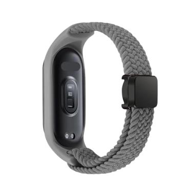 Imagem de SAAWEE Pulseira trançada para Xiaomi Mi Band 8 pulseira elástica de nylon solo com fivela magnética para relógio Miband 8 NFC, For Miband 7 6 5 4 3, Ágata