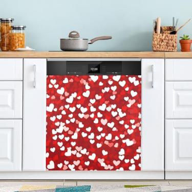 Imagem de ATTX Corações capa magnética para lava-louças | Adesivo decorativo de eletrodomésticos de 58 x 66 cm para armários domésticos e eletrodomésticos #43