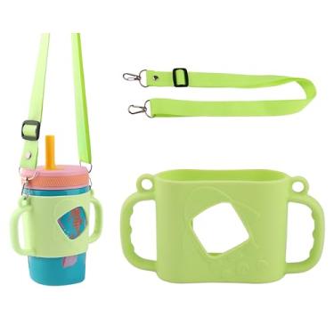 Imagem de Alças de copo com bico, manga de silicone compatível com Owala, Zak copo infantil de 12 e 425 g, pescoço largo, adequado para mamadeira infantil de 8 a 9 cm de diâmetro - 1 pacote (verde)