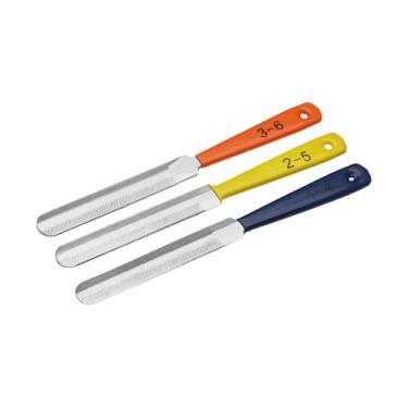 Imagem de Esquirla Conjunto de 3 limas para pestana de guitarra, com lâmina dupla para ranhuras, ideal para modificar instrumentos de corda como baixo, banjo e ukulele.