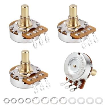 Imagem de Banworks Potenciômetro de latão B500K M8 com rosca métrica de tamanho completo, eixo curto (comprimento de 15 mm) para guitarras elétricas Epiphone Les Paul LP/SG Squier Strat/Tele 4 peças JT/XNQ-19