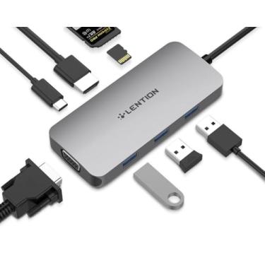 Imagem de Hub USB C com 4K HDMI, VGA, leitor de cartão SD/Micro SD, 3 USB 3.0, adaptador de carregamento tipo C compatível com MacBook Pro 2022-2016, novo Mac Air/Surface, Chromebook, mais (CB-CE55, cinza
