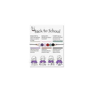 Imagem de Fuqimanman2020 Pulseira elástica de cristal espiritual de 6 mm com 7 chakras, pedra natural, cura, com cartões de significado, quartzo, ametista, Reiki com contas para mulheres e homens, joias para alívio da ansiedade, Pedra, Pedra