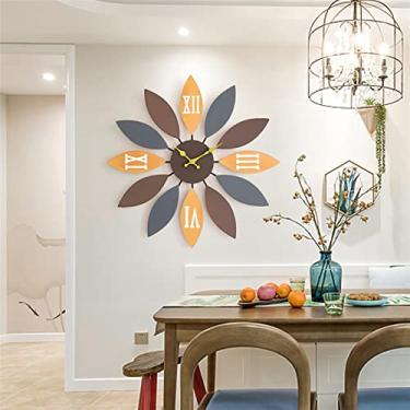 Imagem de Relógio leve de luxo relógio de parede sala de estar minimalista ação moda personalidade criativa relógio de parede decoração relógio de parede decorativo de parede (cor: (marrom grande [60 * 60 cm])