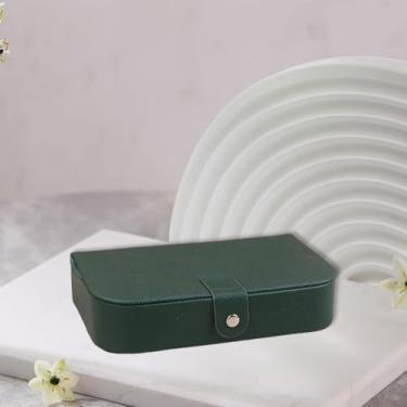 Imagem de YIJU Estojo para Joias em Couro PU, Organizador Multifuncional Compacto para Viagem, Ideal para Brincos, Pulseiras e Colares, Verde
