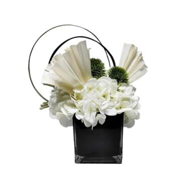 Imagem de KEG801302 Conjunto floral de simulação de flores falsas modernas e leves para sala de estar, mesa de centro, mesa de negociação, mesa de jantar, lavatório, decoração de flores