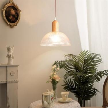 Imagem de Luminária pendente E27 moderna para mesa de jantar, com cúpula de vidro, modelo criativo e moderno, com 3 lâmpadas, ideal para quarto, sala de estar, sala de jantar, cozinha e ilha. Cor bran