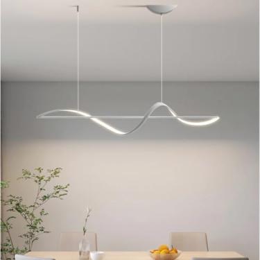 Imagem de Luminária pendente LED para sala de jantar, com intensidade ajustável e controle remoto, ideal para cozinha, sala de estar, mesa de jantar, escritório ou bar. Altura ajustável. 30W, comprime