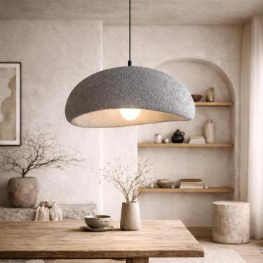 Imagem de Lustre Pendente 60cm Luminária Japonesa Wabi-Sabi Orgânico Cogumelo Co