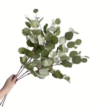 Imagem de DODXIAOBEUL 4 ramos artificiais para vasos, ramos de eucalipto falsos de 83 cm, hastes longas de seda, folhas de eucalipto, para decoração de casa, casamentos, festas, arranjo floral decorativo (verde