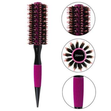 Imagem de Escova Cabelo Térmica Redonda Cerdas Duplas 20mm Rosa Penteados Salão 