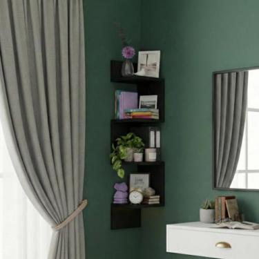 Imagem de Prateleira De Canto Suspensa Decorativa Estante Livros - KELAN, Preto