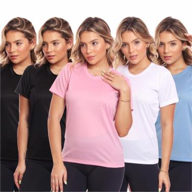 Imagem de Kit 5 Camisas Academia Esportiva Com Proteção Uv Feminina-Feminino