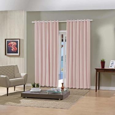 Imagem de Cortina Sala Quarto Duplex Lisa Bella Janela 4,20m x 2,30m, Rosa