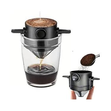 Imagem de Mini coador filtro de café individual inox lavável portátil reutilizável chá drip