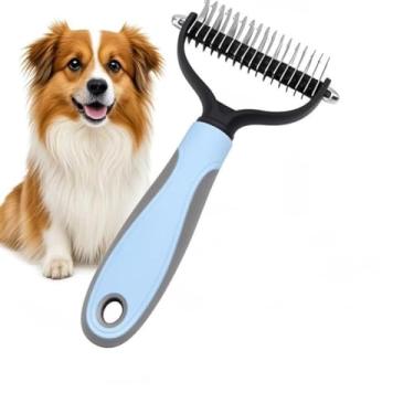 Imagem de Escova 2 em 1 para cães e gatos, escova para remoção de pelos de gatos de estimação, 11 dentes, azul