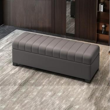 Imagem de Banco de armazenamento moderno para sala de estar com almofada, banco para quarto na extremidade da cama, banco de entrada com armazenamento, banco para entrada da porta da frente, banco de sapatos