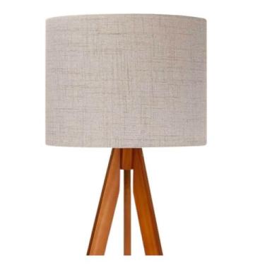 Imagem de Abajur De Chão Tripé 1,50 Cm Completo Com Cúpula E Fiação Luminária De Piso Para Sala, Quarto, Cúpula cor Linho