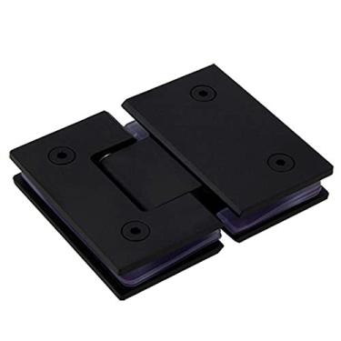 Imagem de Dobradiça de porta de vidro braçadeira de dobradiça de porta de aço inoxidável preto pacote com 2 conectores de armário de chuveiro de 180 graus