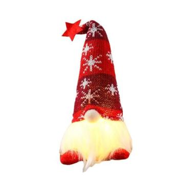 Imagem de Gnomo De Natal Iluminado Com LED E Chapéu De Estrela, Boneco Penduráve