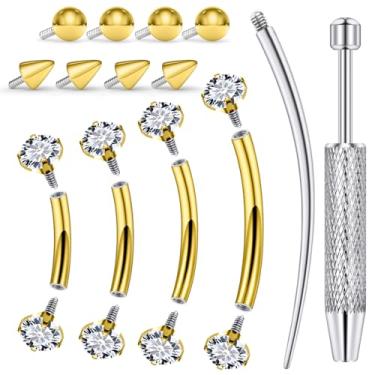 Imagem de Gadeaila Piercing de Sobrancelha, Aço Cirúrgico, Rosca Interna, Barra Curvada, Minúscula, Anel de Sobrancelha, Labret Vertical, Joia para Lábios, Torre de Orelha, Pequeno Anel de Umbigo para Mulheres