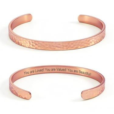 Imagem de cusurlove Pulseira feminina com versículo da Bíblia inspiradora martelada banhada a ouro 18 K, presente de joia de fé cristã, ajustável, não mancha, Medium, Aço inoxidável, Sem Pedra Preciosa