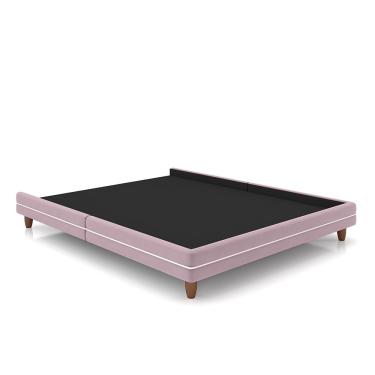 Imagem de Cama Avulsa para Colchão King Torres Pés em Madeira Veludo Rosê G91 - Gran Belo