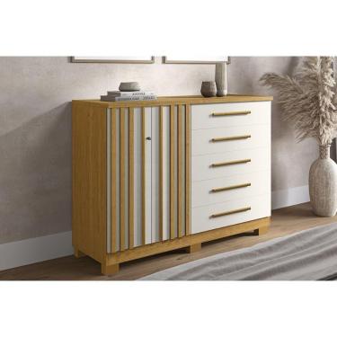 Imagem de Cômoda De Quarto Bella C- 2 Portas E 5 Gavetas Cinamomo-off White - Acp