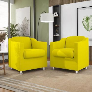 Imagem de Kit 02 Poltronas Tilla Recepção Consultório Suede Balaqui Cor:amarelo