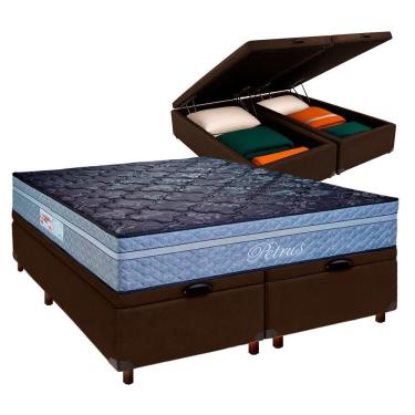 Imagem de Cama Box Bau Blindado Queen + Colchão Molas Ensacadas Petrus Paropas