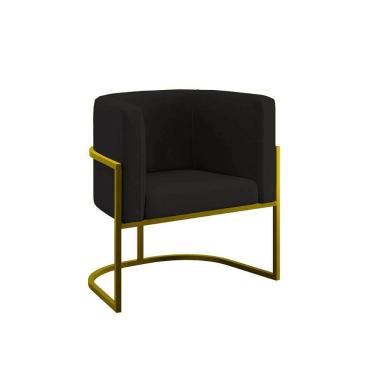 Imagem de Poltrona Cadeira Decorativa Lua Recepção Base De Ferro Gold Preto