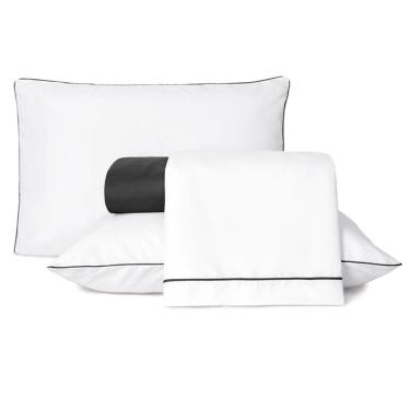 Imagem de Jogo De Lençol Casal Padrão Linea Micropercal 200 Fios 4 Peças - Preto