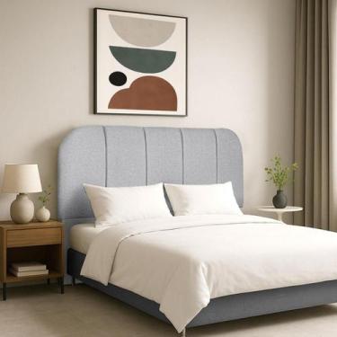 Imagem de Cabeceira Estofada 140 cm Para Cama Box Casal Linho Luxo - Clique Chiq