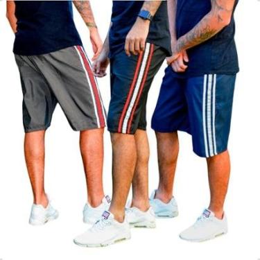 Imagem de KIT 3 Bermudas Tactel Masculina Treino Academia Bolso Traseiro  KIT-3-195 - P-Masculino