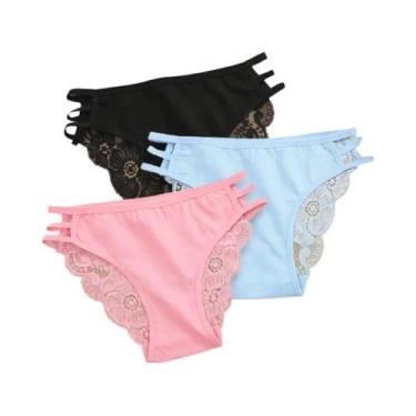 Imagem de Conjunto De Calcinhas Sexy De Renda Floral Para Mulheres, Cintura Baix