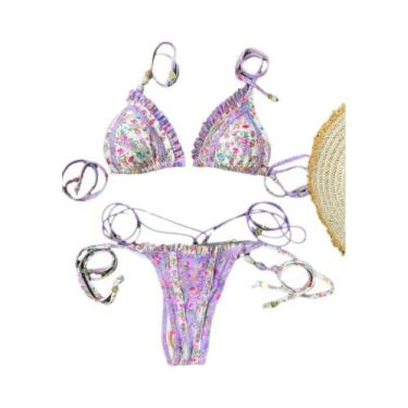 Imagem de Conjunto De Biquíni Sexy Com Estampa Para Mulheres, Mini Swimsuit, Mic
