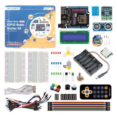 Imagem de Kit inicial ACEBOTT QE200 ESP32 com 96 itens eletrônicos compatível Arduino e Scratch com placa ESP32 Max V1.0