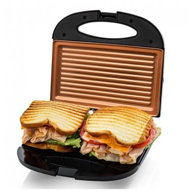 Imagem de Sanduicheira Panini Press OVENTE Cobre Placas Antiaderentes, LED, Termostato, 750W, 110V