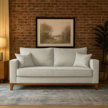 Imagem de Sofá Living Beny 3 Lugares 2m em Linho para Sala de Estar Conforto e Design Sofisticado Chic - Cru