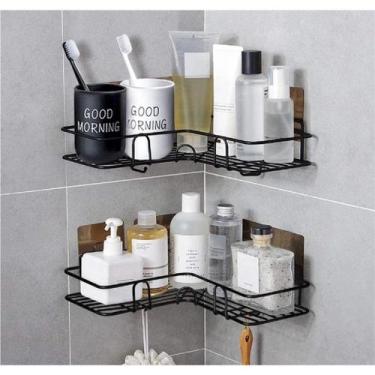 Imagem de Conjunto 2 Prateleiras Canto Banheiro Rack Porta Shampoo Sabonete Supo